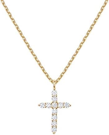 PAVOI 14K Gold Plated Cubic Zirconia Cross Necklace for Women | Cross Faith Pend...