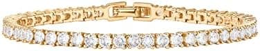 PAVOI 14K Gold Plated 3mm Cubic Zirconia Classic Tennis Bracelet | Gold Bracelet...