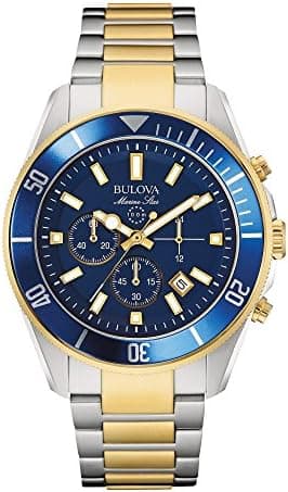 Bulova Men's Marine Star Chronograph Quartz Two Tone Gold Stainless Steel Watch,...