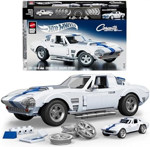 Mattel Brick Shop Hot Wheels Elite Series Building Set, Corvette Grand Sport wit...