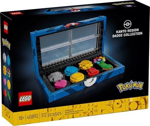 LEGO Pokémon Kanto Region Badge Collection – 312-Piece Display Case with 8 Gym B...