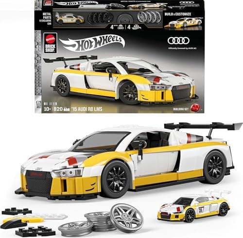 Mattel Brick Shop Hot Wheels Elite Series Building Set, ’15 Audi R8 LMS with 820...